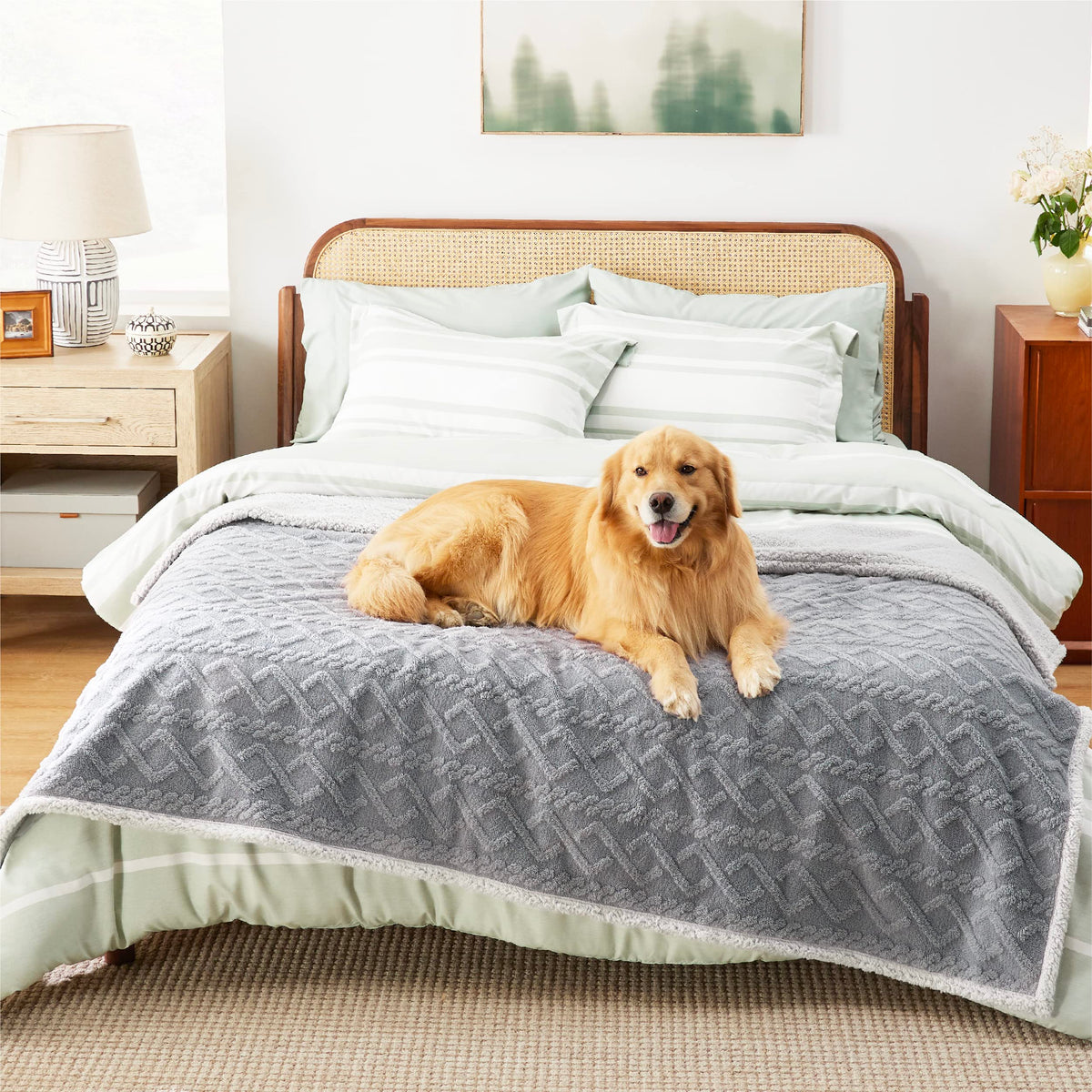 Bedsure waterproof dog blanket bed 86x90 grey shields furniture from spills