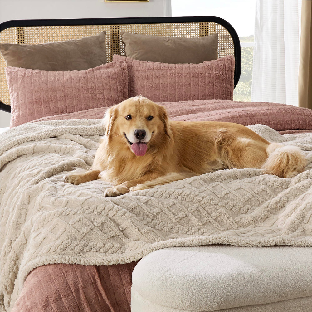 Bedsure cream velvet side shows fluffy texture ideal for lounging during movie nights