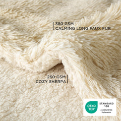 Bedsure reversible dog blanket with faux fur adds calming comfort for any seat.