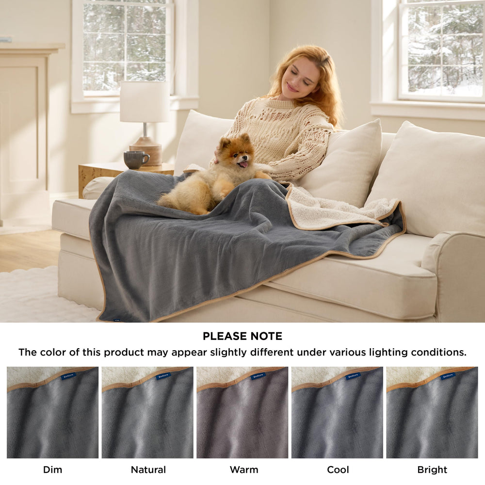Bedsure waterproof dog blanket XL grey waterproof membrane diagram showing leak barrier