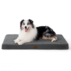 Bedsure XL Dog Bed with crate view and egg crate foam for joint comfort.