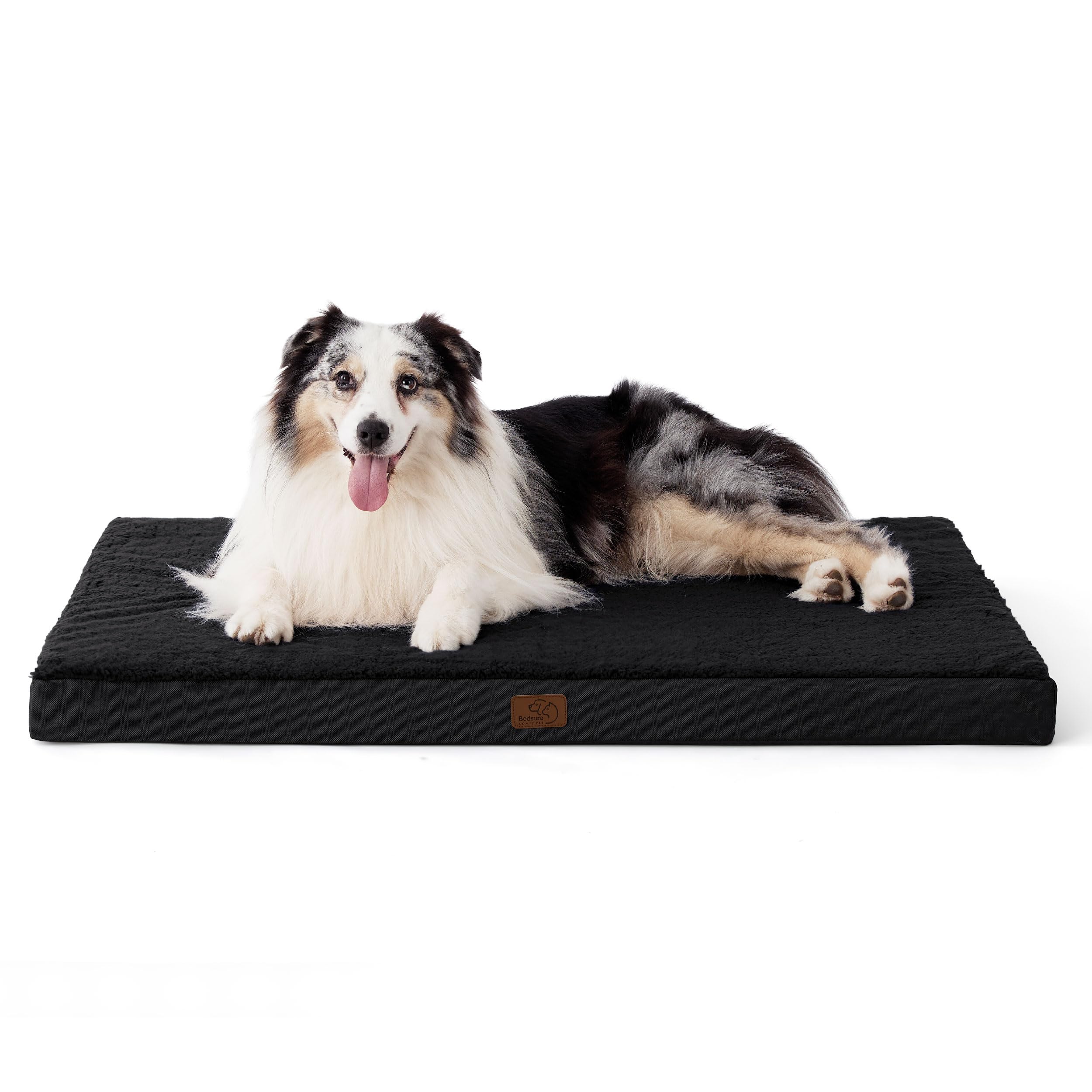 Bedsure XL dog bed showing soft sherpa cover for cozy crate lounging