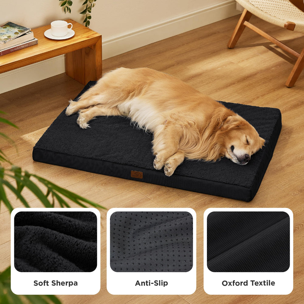 Bedsure XL dog bed egg crate foam close-up shows orthopedic-like support