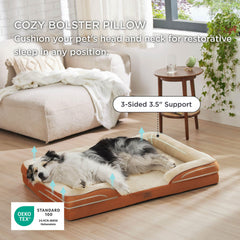 Bedsure XL orthopedic dog bed 4-sided bolster demonstrates secure snuggle and head support
