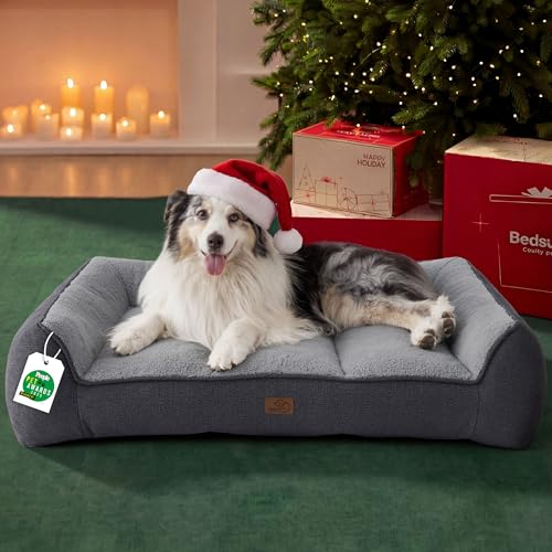 Bedsure XL orthopedic dog bed cover shows durable, machine-washable fabric for easy maintenance