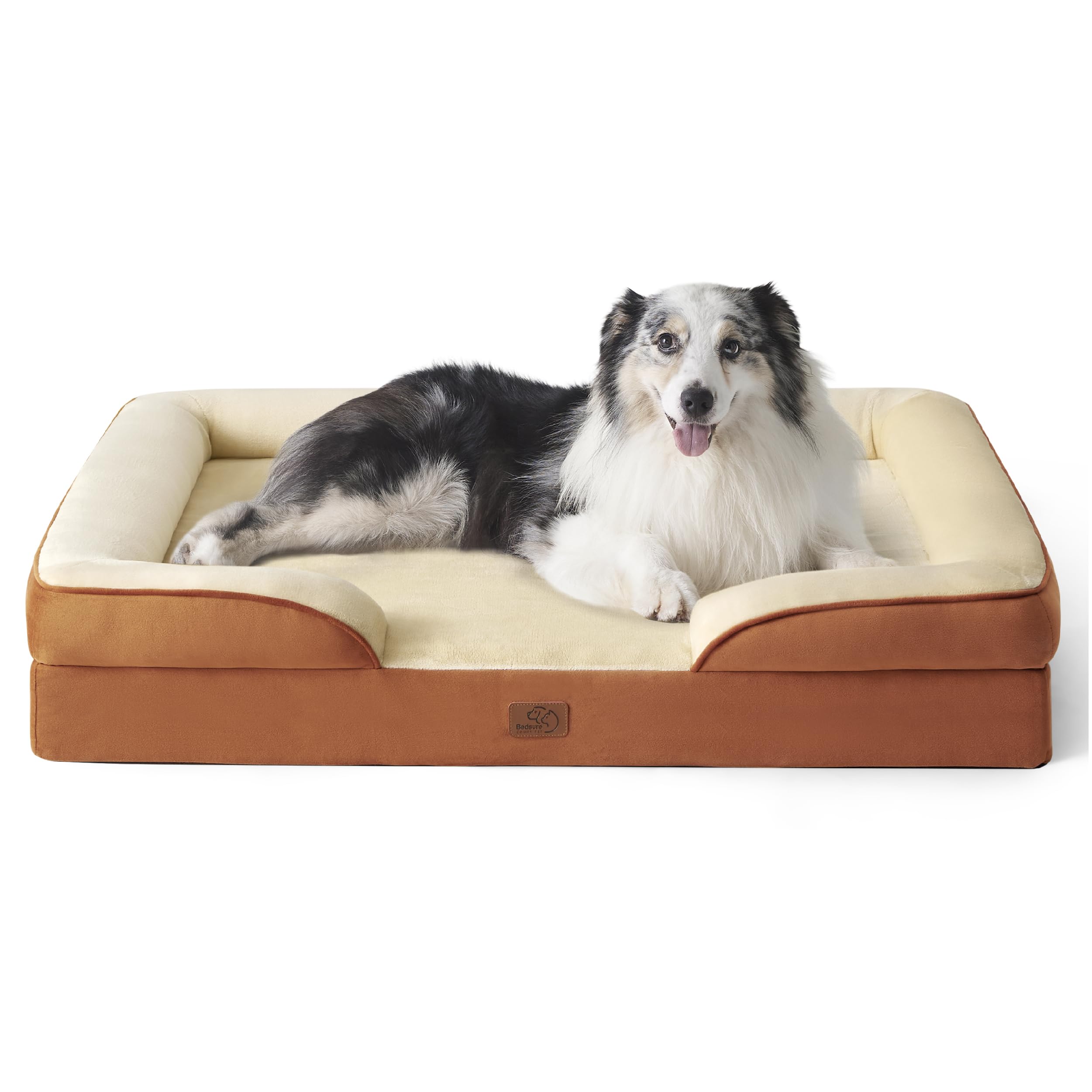 Bedsure XL orthopedic dog bed foam closeup shows supportive high-density foam for joints