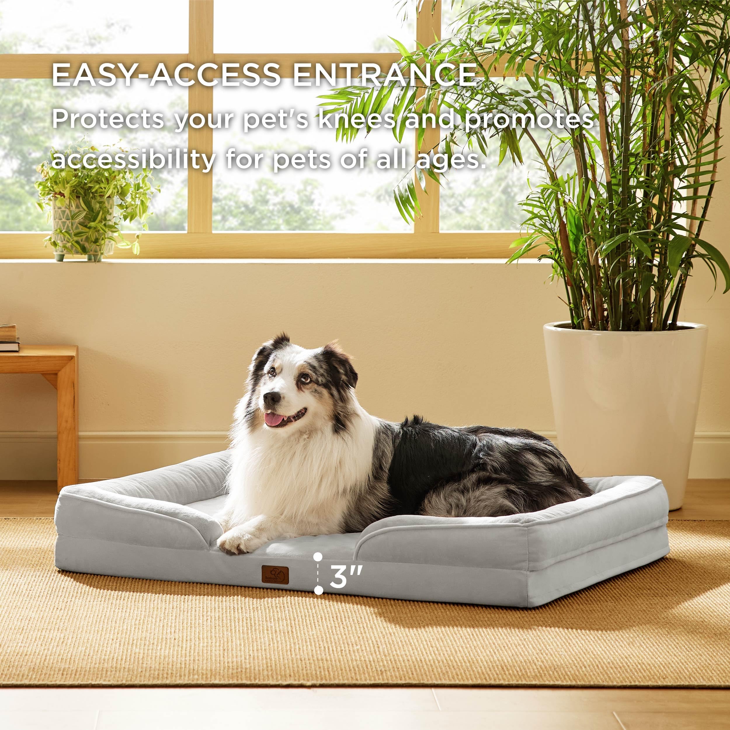 Bedsure non-skid bottom stabilizes the bed on smooth floors.