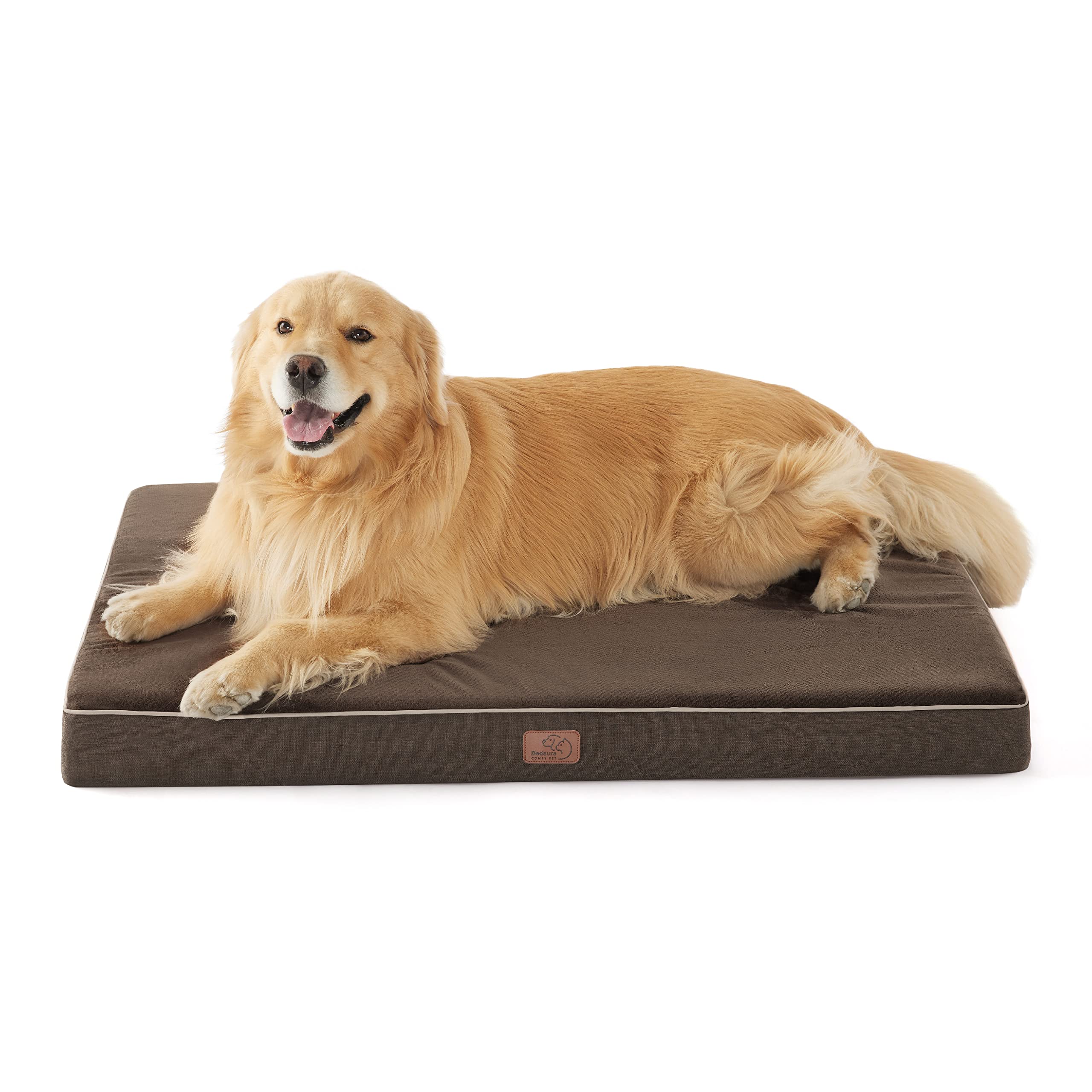 Bedsure XL orthopedic memory foam dog crate bed with two-layer support for large dogs.