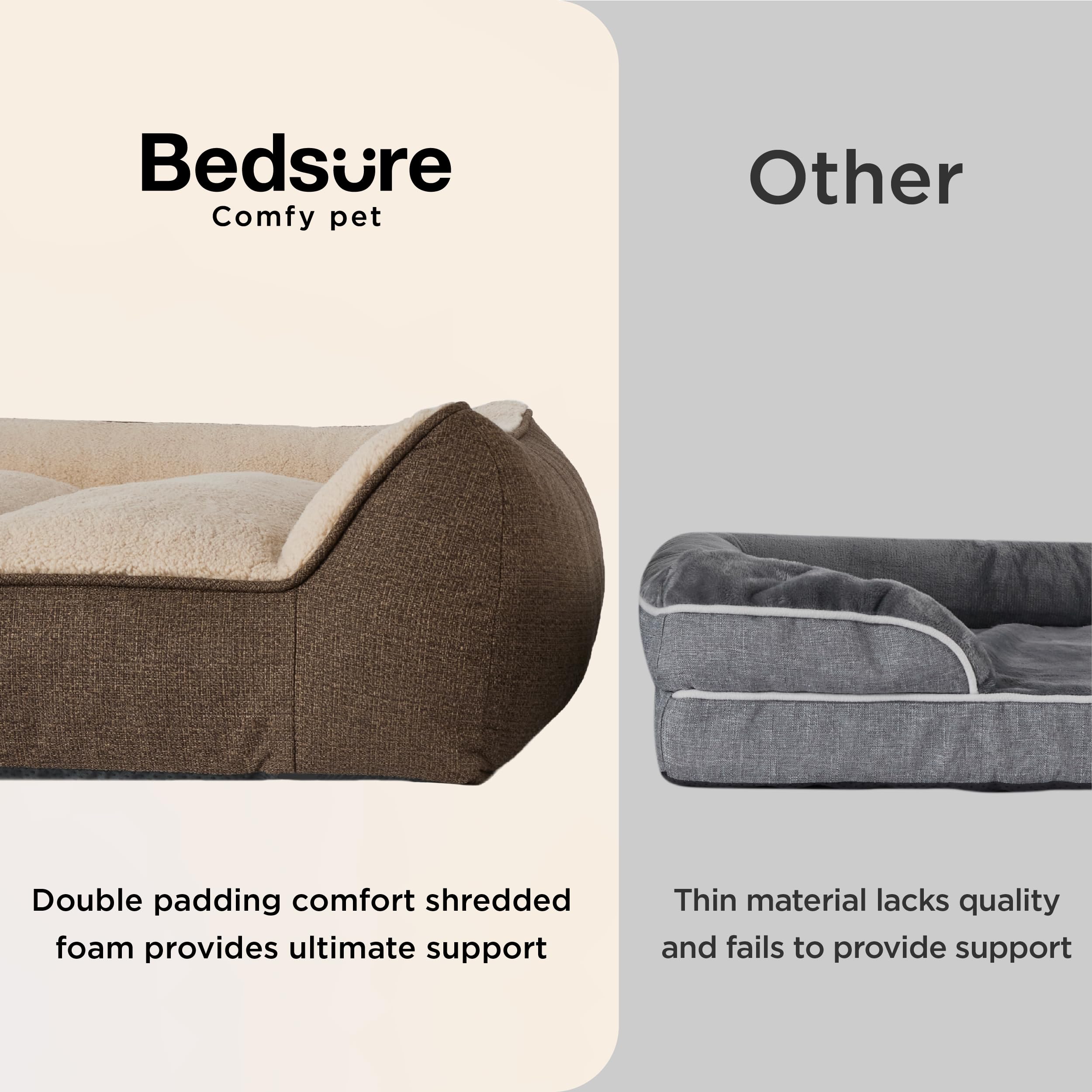 Bedsure XL Plus orthopedic bed foam detail showing shredded foam core for comfort