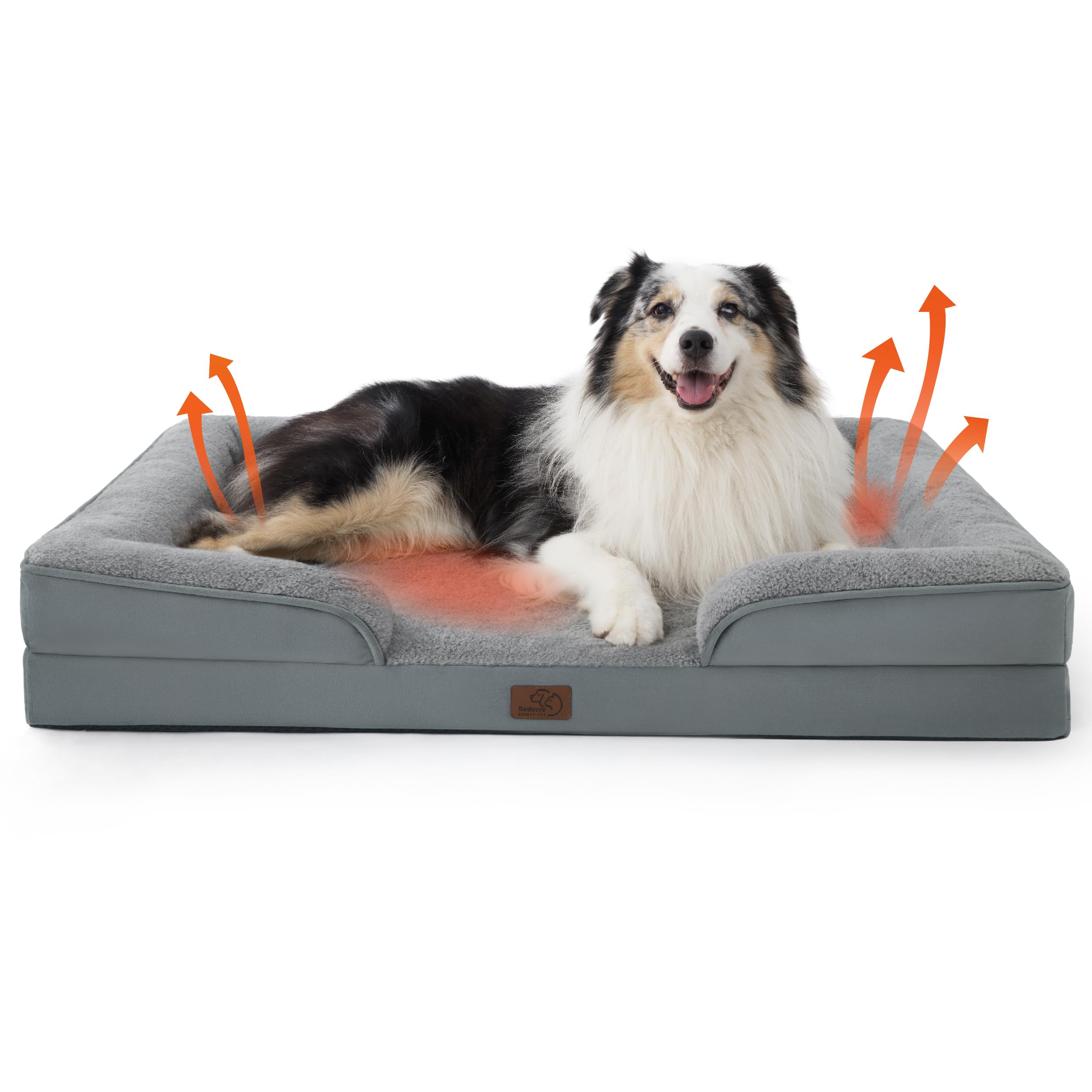 Bedsure XL self-warming dog bed close-up showing foam for warmth and comfort