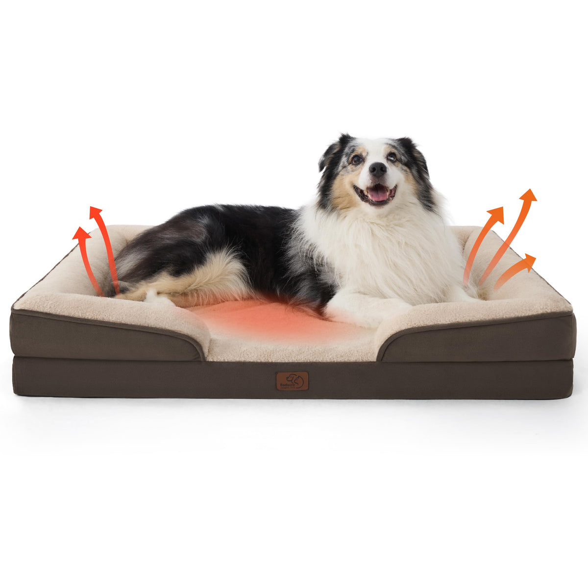 Bedsure XL self-warming orthopedic dog bed front view shows cozy warmth for large dogs