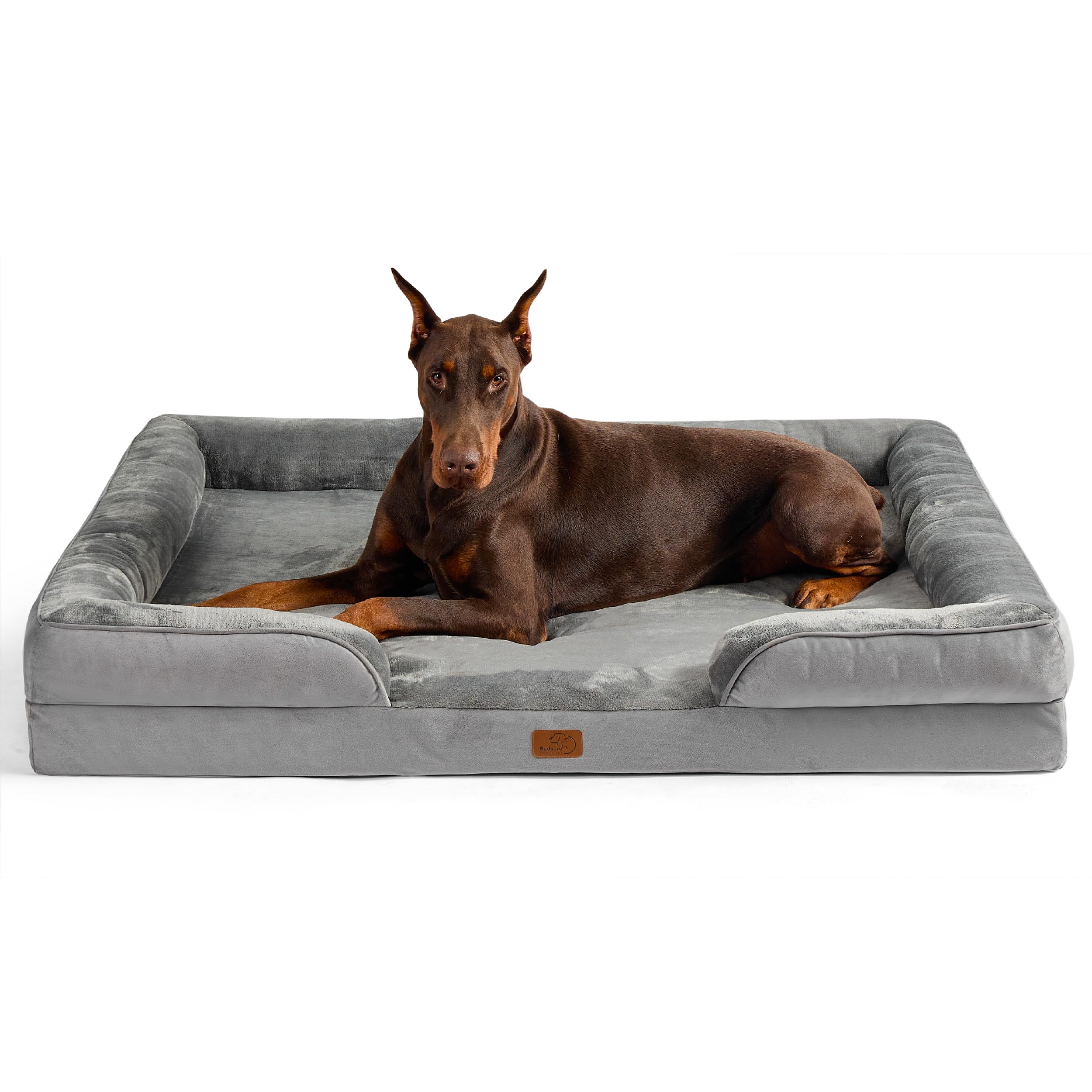 Bedsure XXL orthopedic dog bed cover closeup highlighting plush flannel for soothing comfort.