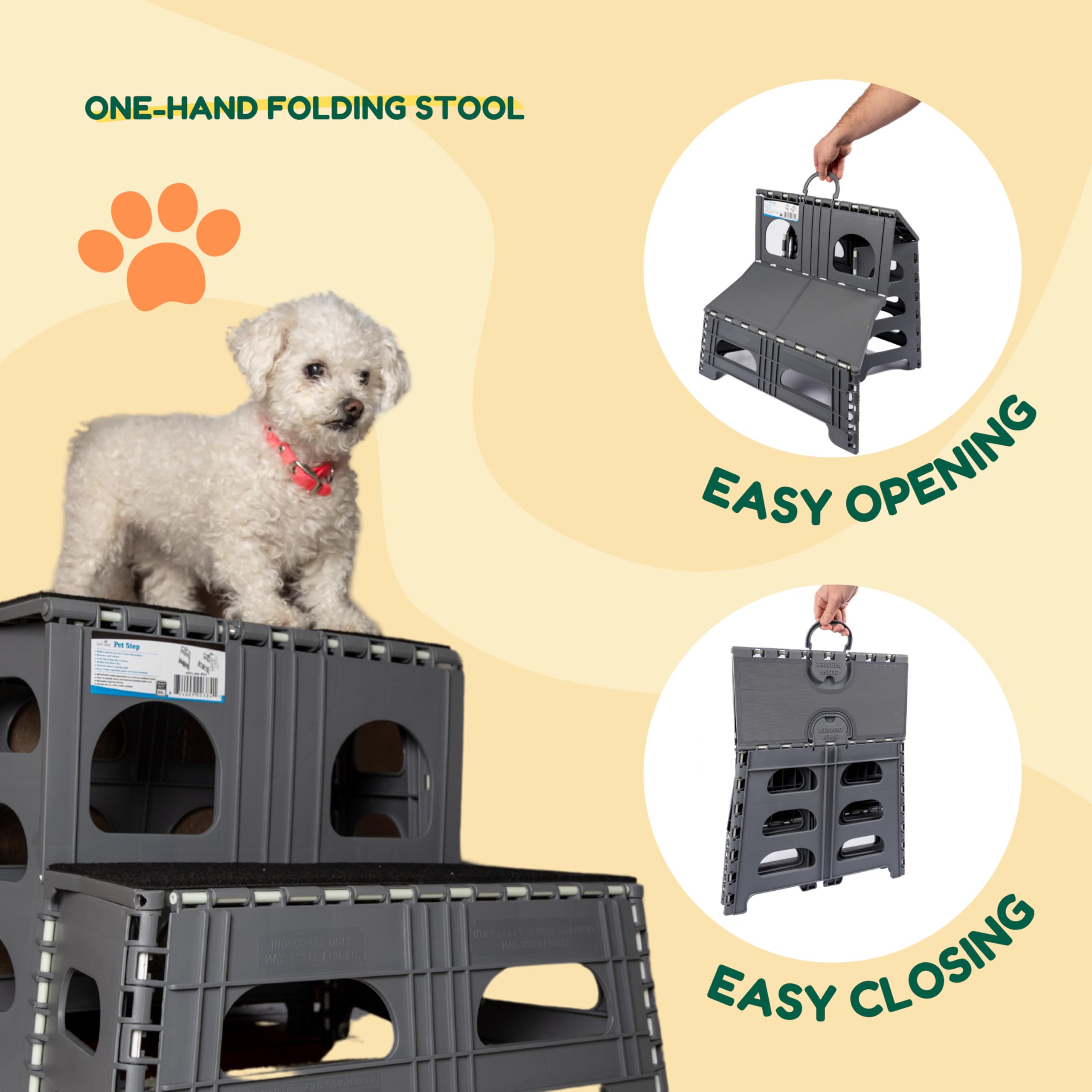Bee Neat 2 Step stairs with textured grip surface for slip-free use.