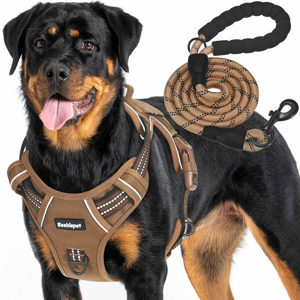 Beebiepet heavy-duty tactical dog harness top view for large dogs; durable fit for demanding walks.