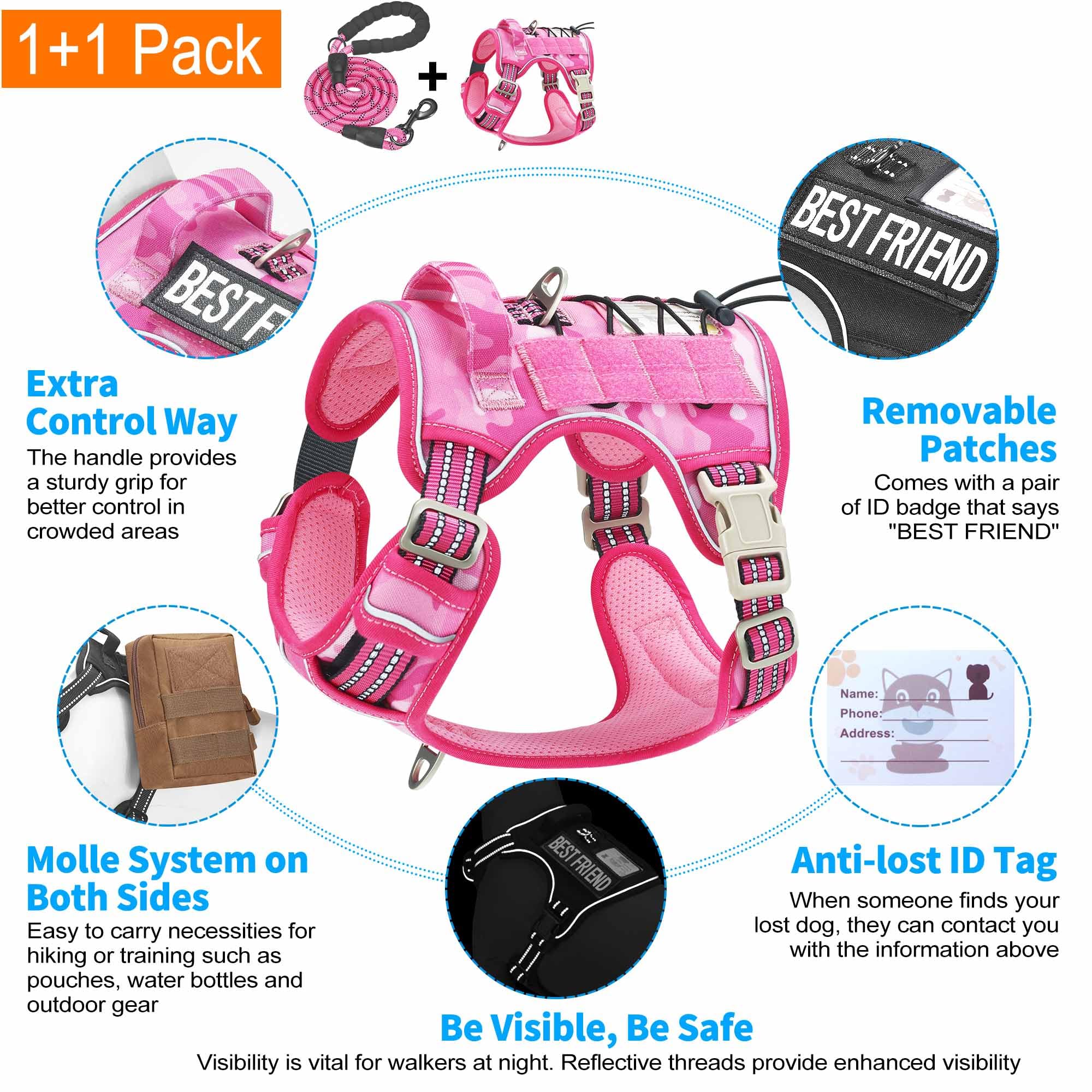 Beebiepet harness anti-lost ID tag detail illustrating quick contact information.