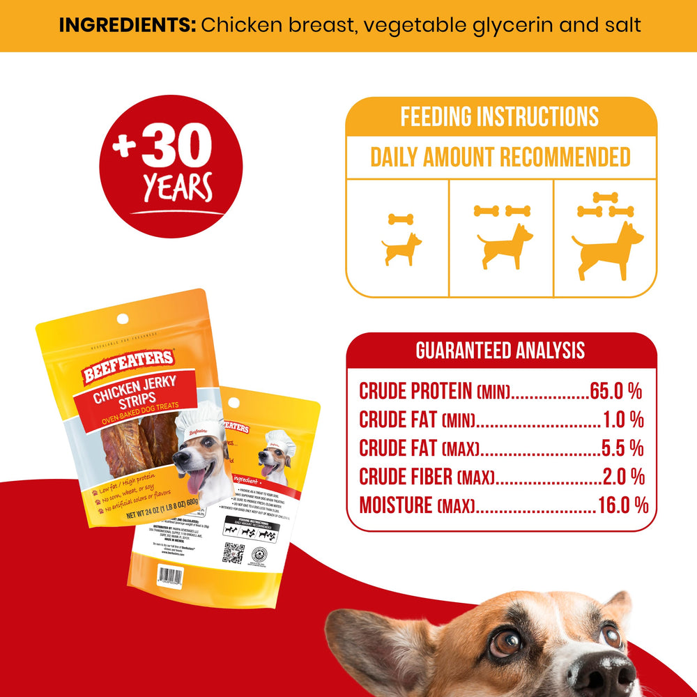 Beefeaters: tiras de pollo deshidratadas ideales para entrenamiento