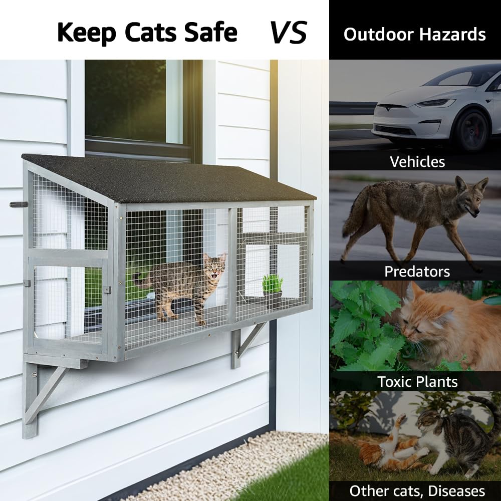 beeNbkks catio safety-net design protects curious paws during outdoor visits.