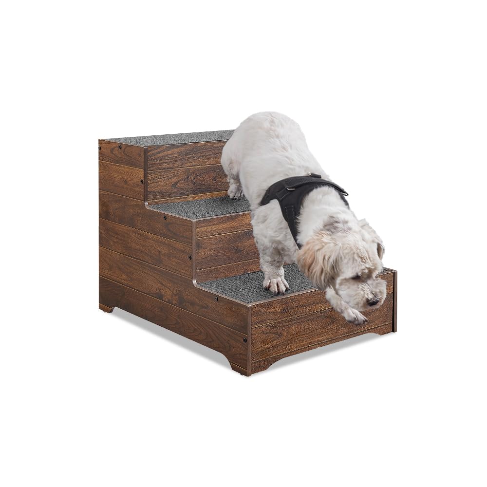 beeNbkks dog stairs wide wooden design offers stable, comfortable climbs.