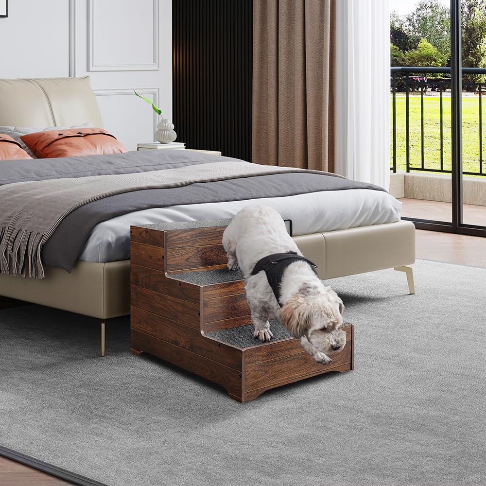 beeNbkks pet stairs with anti-slip carpet for secure footing.