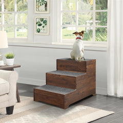 beeNbkks wooden pet ladder helps dogs reach sofas confidently.