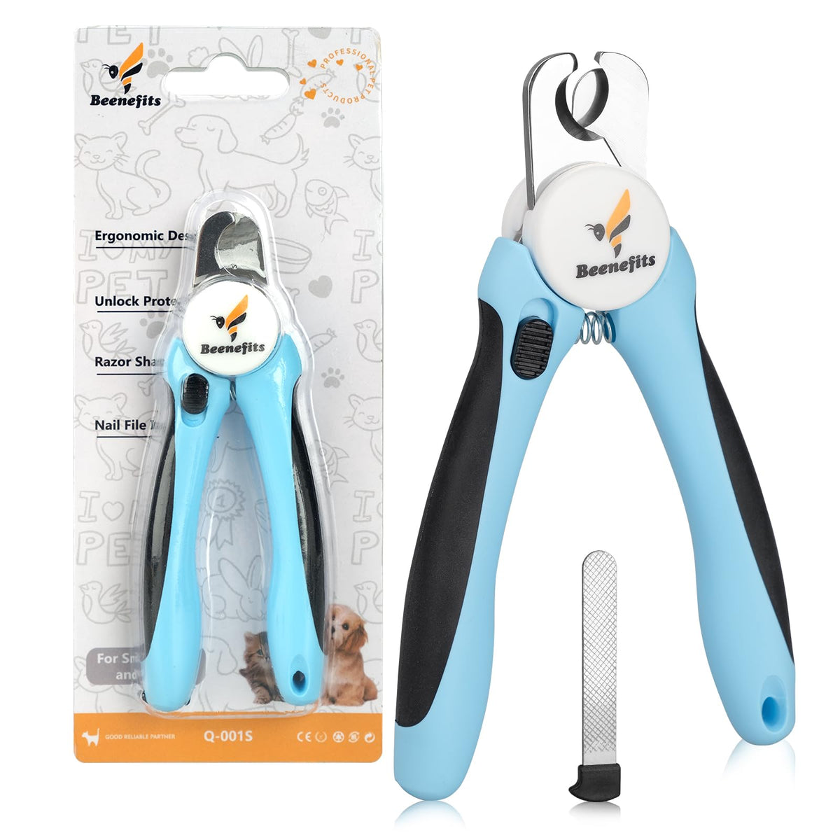 Beenefits large dog nail clippers blade closeup for precise smooth cuts.
