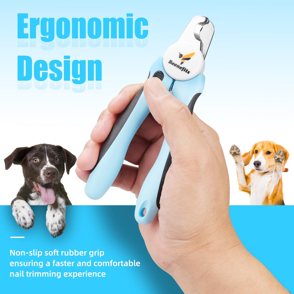 Beenefits large dog nail clippers hidden nail file for post-trim smoothing.