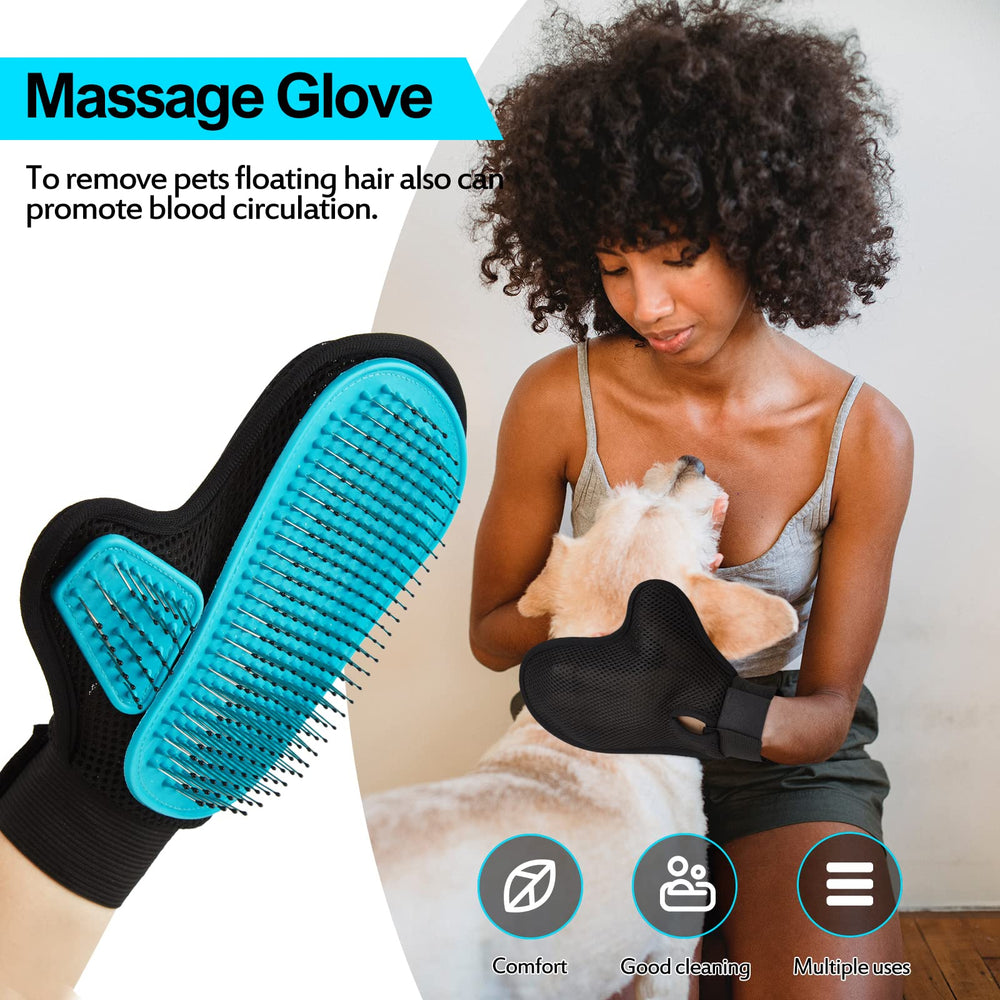Beenefits grooming glove in action deshedding reduces fur around home