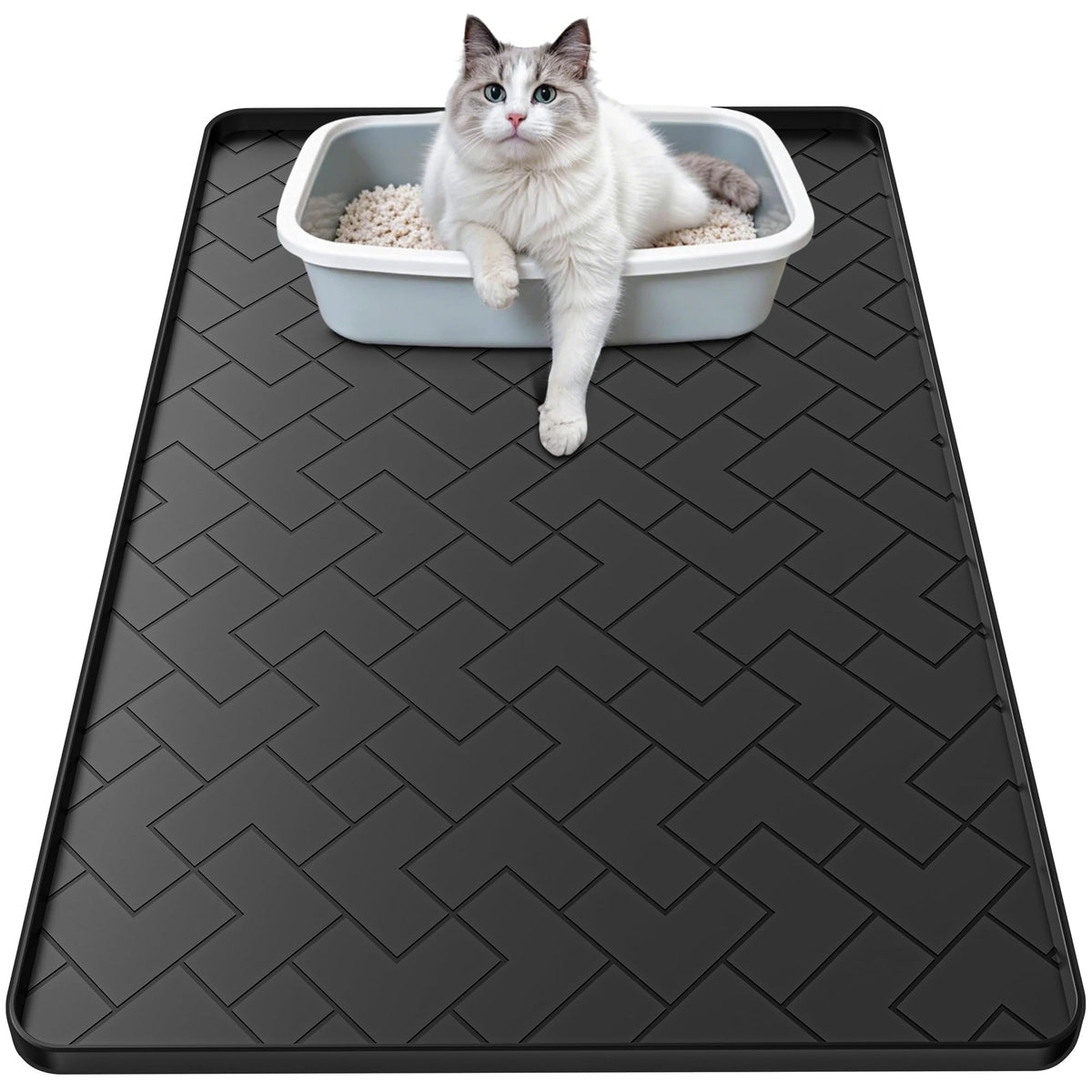 Beenxmyy silicone cat litter mat 24x15 with edge-trapping design for floor protection
