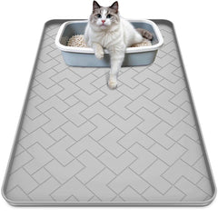 Beenxmyy silicone cat litter mat 41x29 front view highlighting non-slip surface and floor protection.