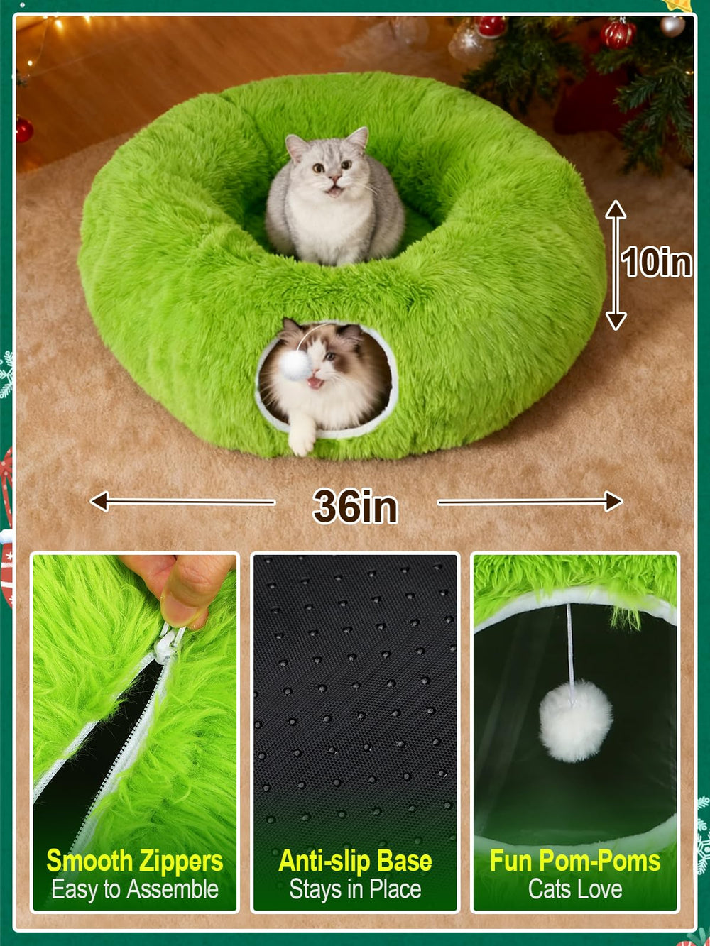 Beeplove non-slip base keeps the cat bed secure for safe winter lounging