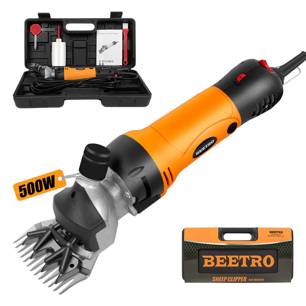BEETRO 500W sheep shears close-up showing durable blades for efficient grooming.