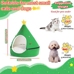 Beeveer Green Christmas Tree Cat House front view with festive green design