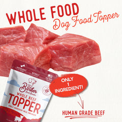 Beg & Barker beef chunks closeup shows single-ingredient real beef topping