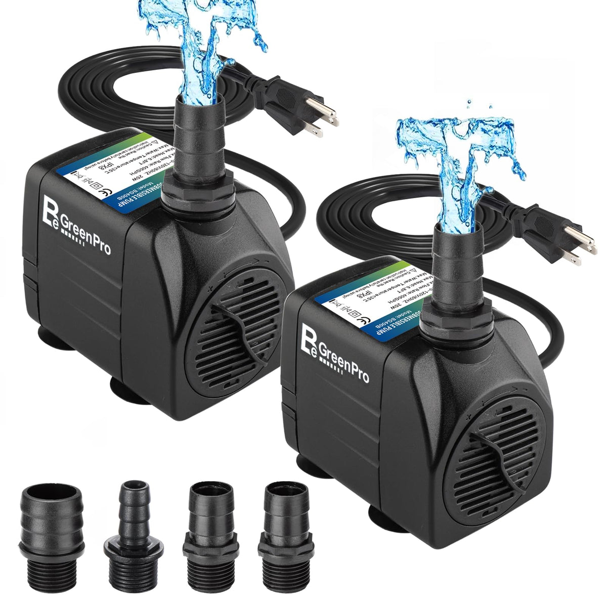 BeGreenPro fountain pump 550GPH front view showing compact space-saving design