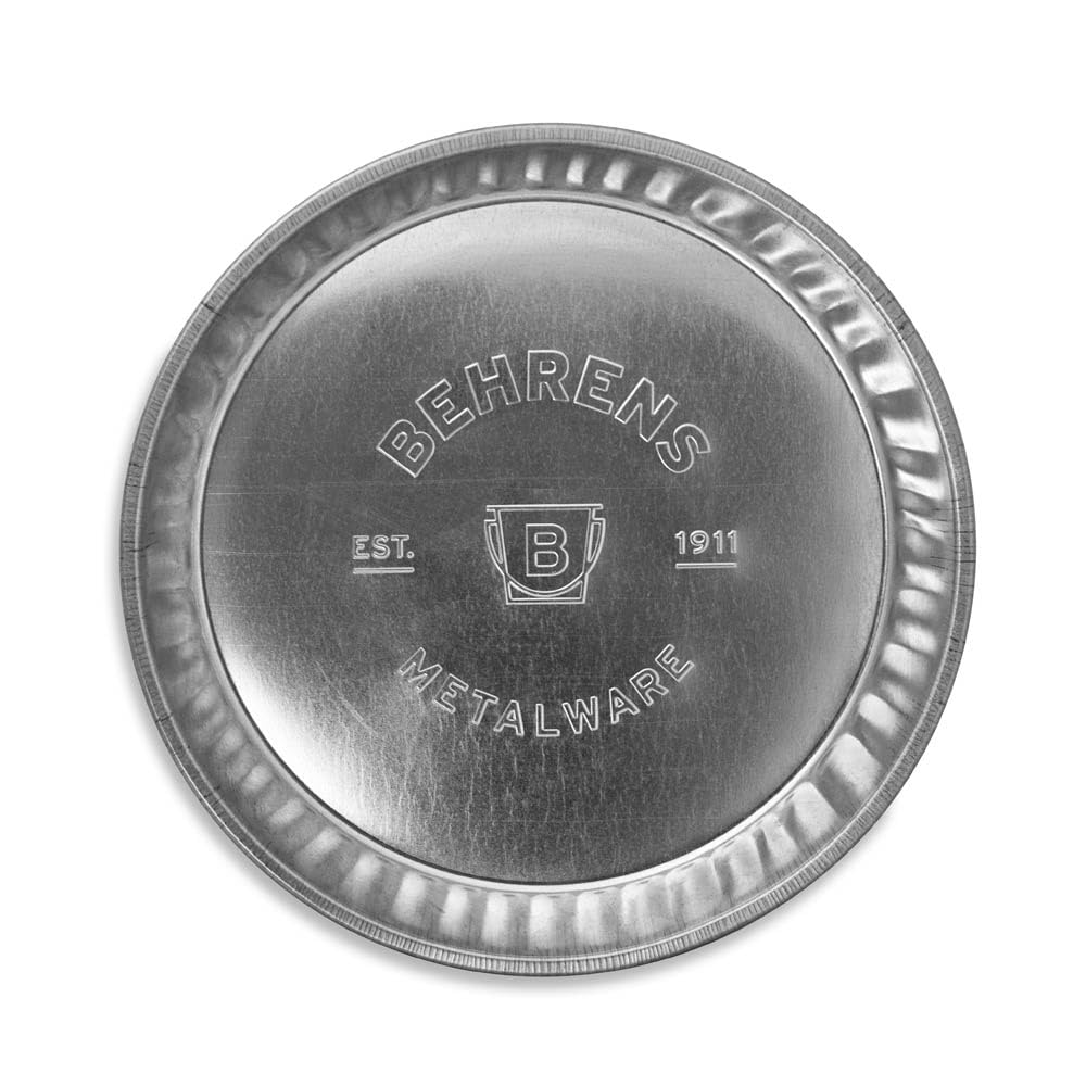 Behrens galvanized steel pan top-down view for pet feeding and easy cleaning.