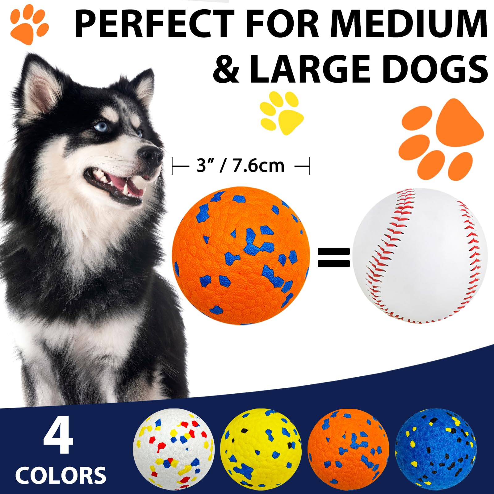 Beieverluck 3-inch diameter ball for medium to large dogs, ideal for interactive games.