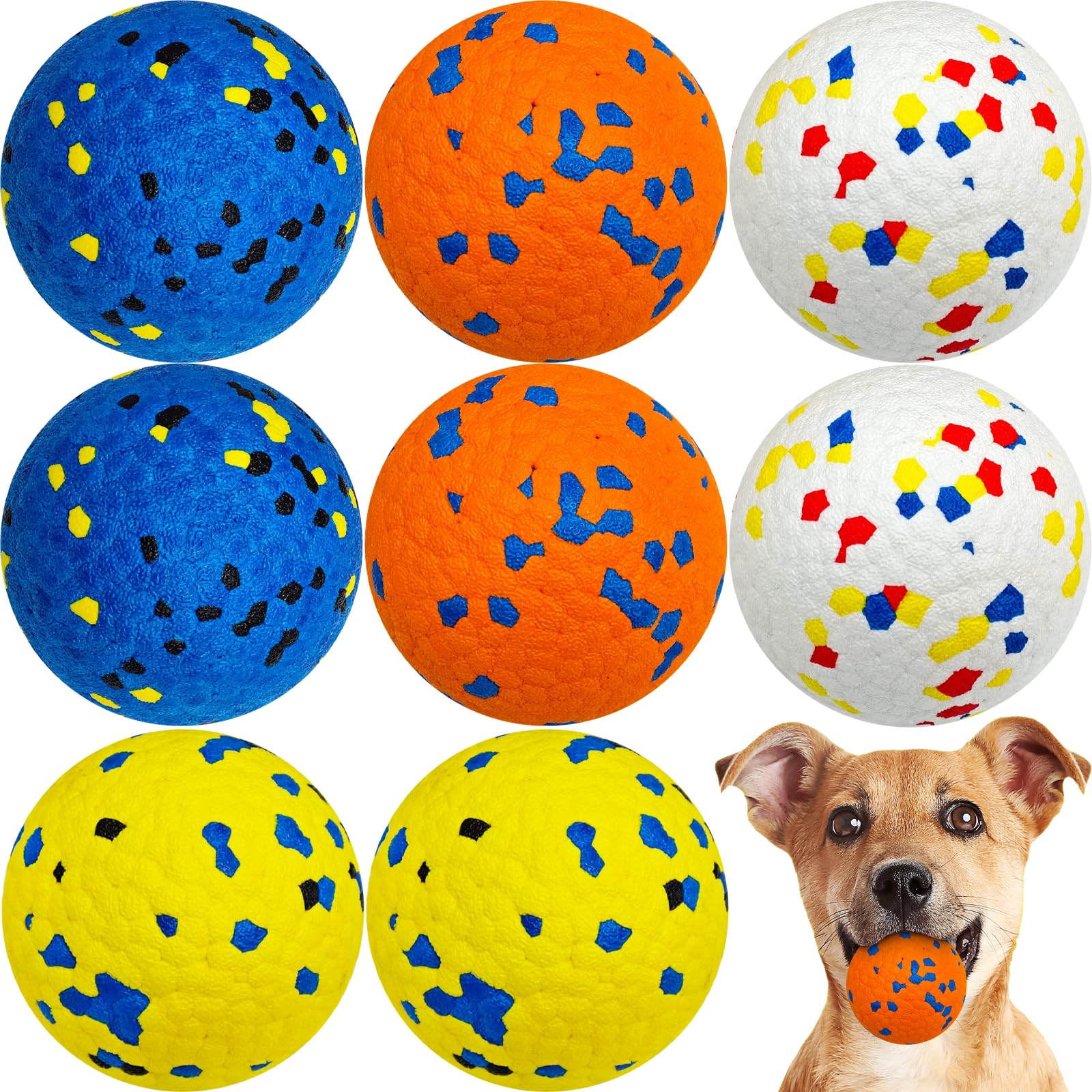 Beieverluck 8-pack dog balls for fetch and backup chews, durable and visible.