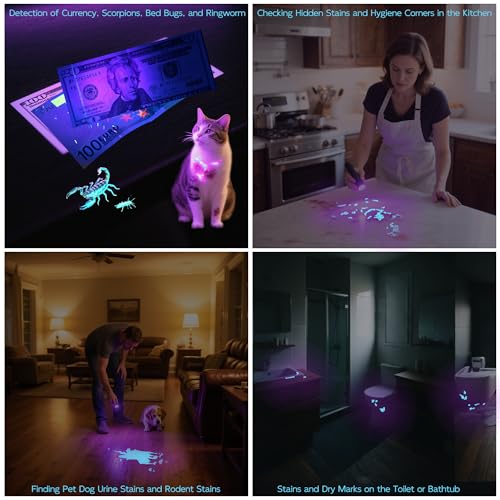 BEIKE UV flashlight room inspection highlights hidden substances like pet stains and spills.