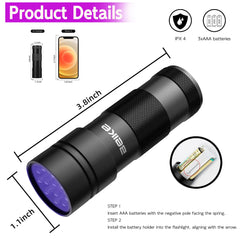 BEIKE mini UV flashlight detects pet urine on carpets for quick cleaning decisions.