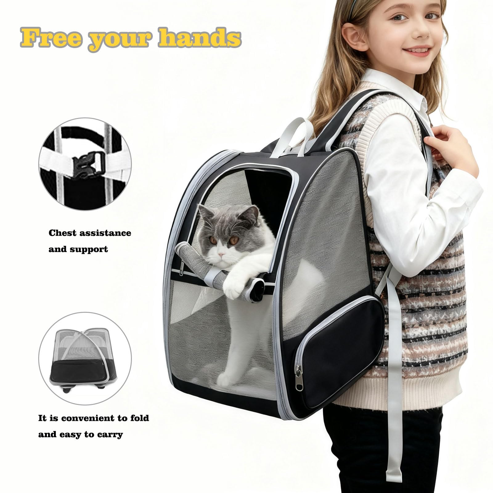 BEIKOTT cat backpack durable oxford fabric withstands daily use.