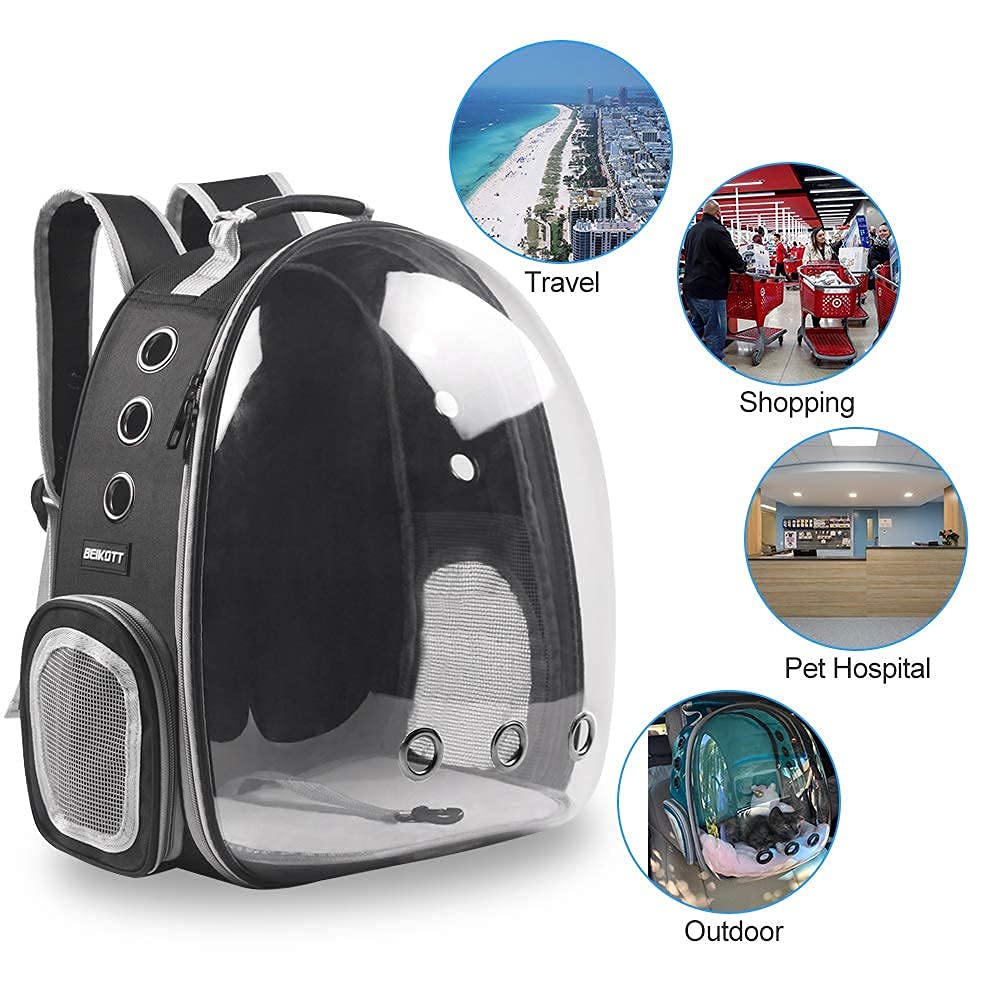 BEIKOTT cat backpack durable oxford fabric confirms long-lasting adventure-ready design.