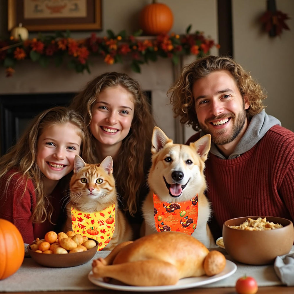 Beipegin Thanksgiving dog bandana soft polyester fabric comfortable wear.