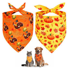 Beipegin Thanksgiving dog bandana yellow turkey pattern for festive photos.