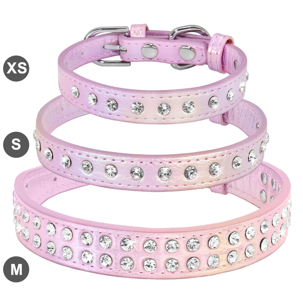 Beirui Bling Rhinestone Dog Collar Purple closeup-diamonds emphasizes secure sparkle