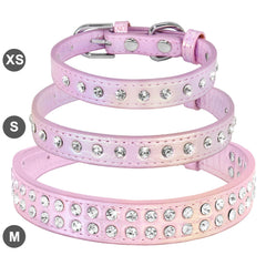 Beirui Bling Rhinestone Dog Collar Purple closeup-diamonds emphasizes secure sparkle