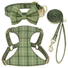 Beirui small harness on green plaid for comfortable daily walks.