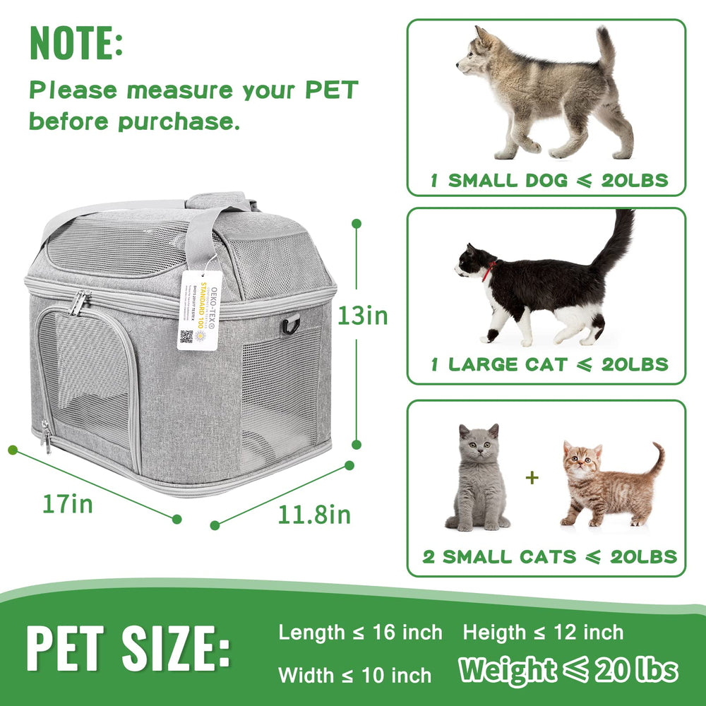 Bejibear large cat carrier ventilation with side windows, improved airflow during trips.