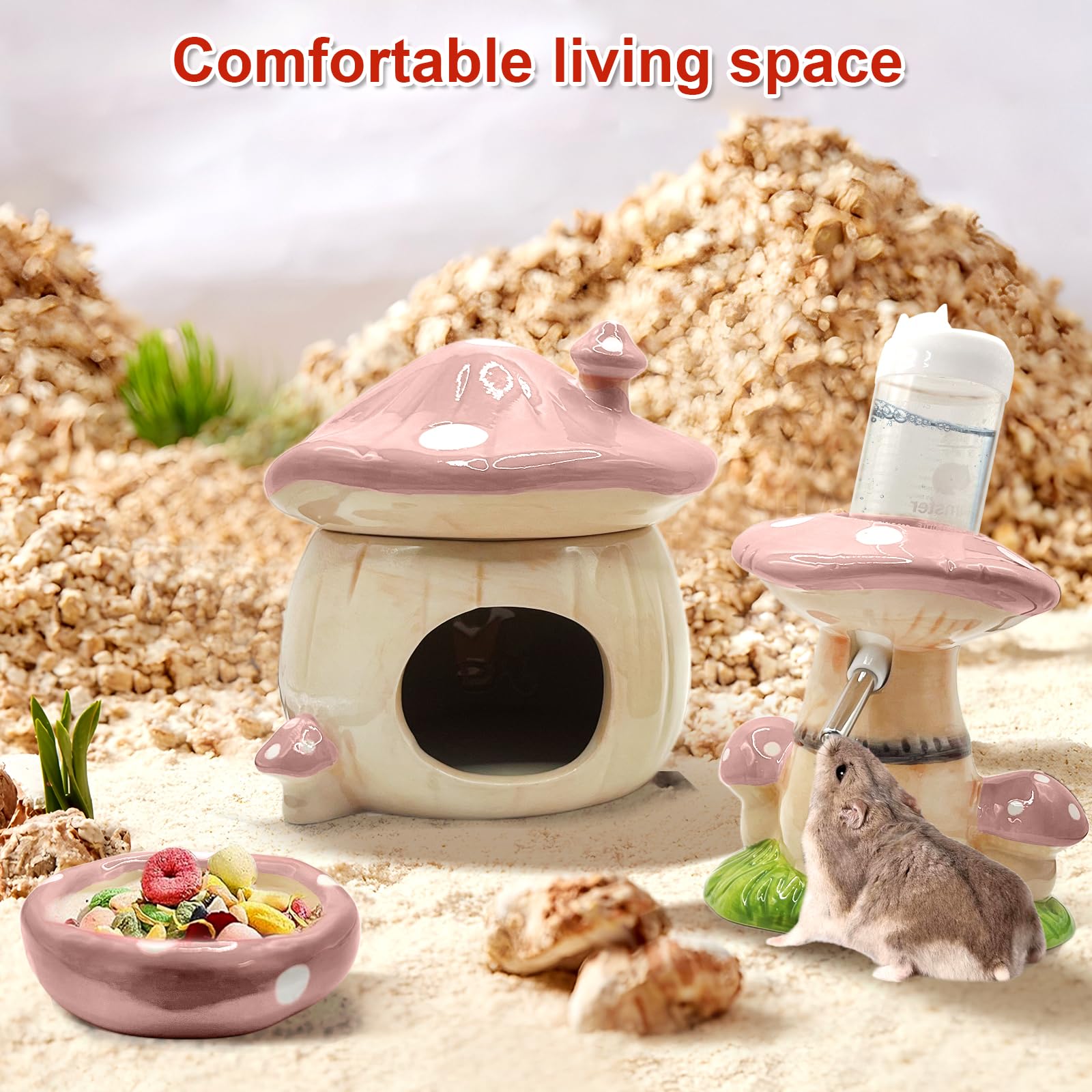 BELEATAL closeup ceramic mushroom shows tactile texture and compact hideout design.