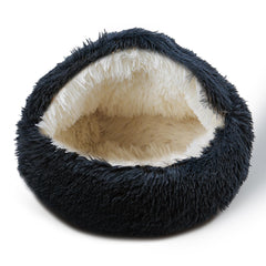 BELEEWILWON cat bed cozy cave in dark gray offers secure head support.
