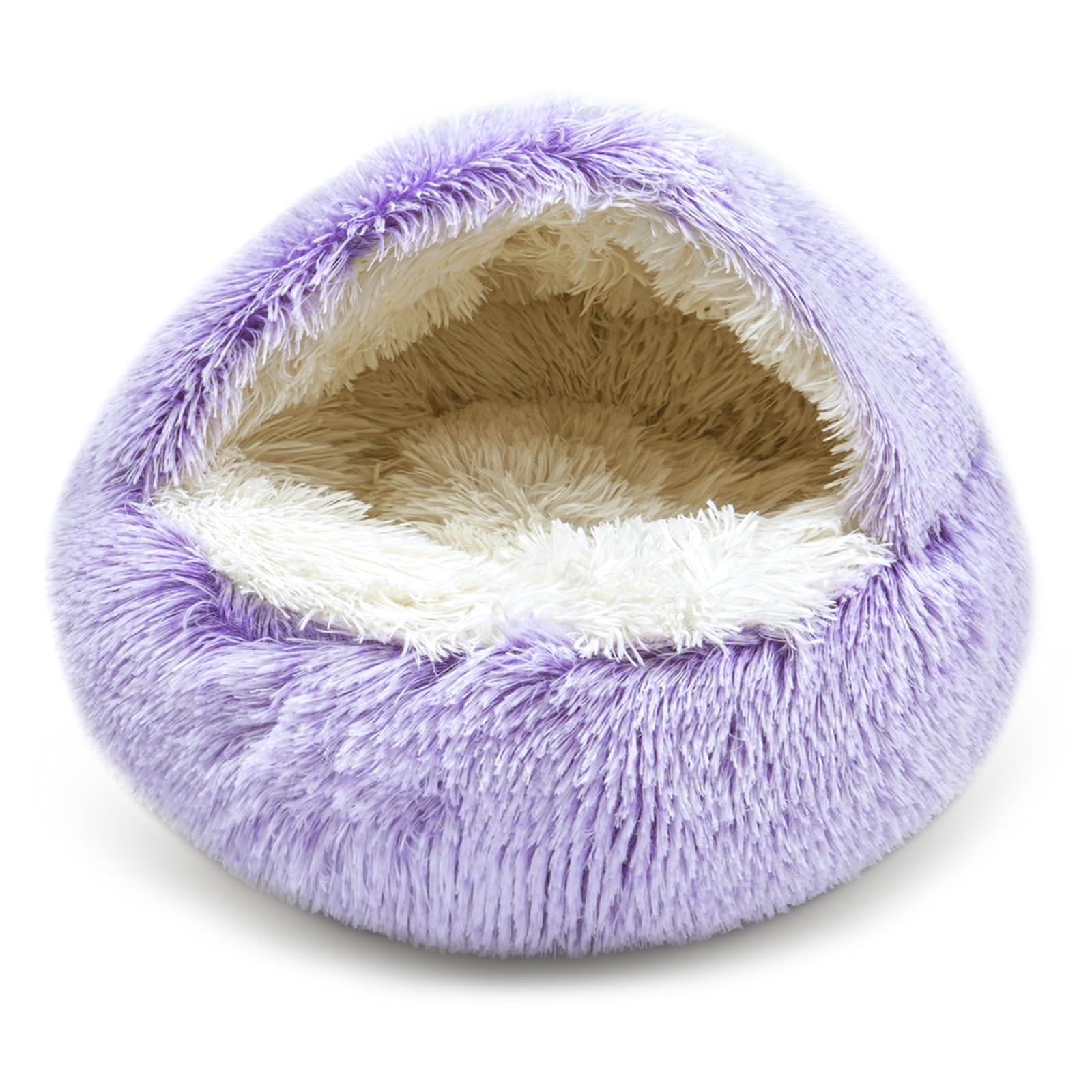 BELEEWILWON shell-shaped pet bed with raised rim for cozy security and neck support.